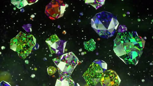 Abstract Colorful Faceted Gems Floating Background Loop