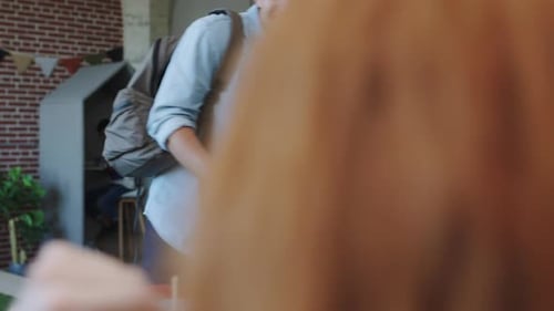 Office meeting, creative report and manager talking to employees about partnership idea on paper