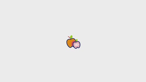 Animated Flat Design Apple Fruit Icon Reveal