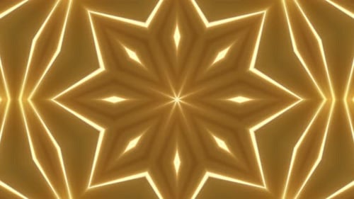 Abstract Golden Light Kaleidoscope Star Pattern Loop
