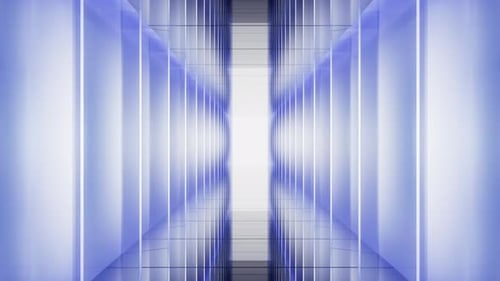 Blue neon tunnel and light background, abstract and technology concept, 3d rendering.