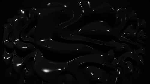 Abstract Shiny Black Fluid Waves Loop Background