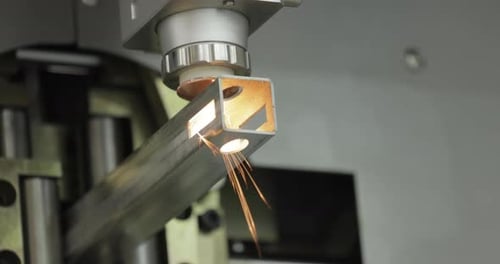 CNC Laser cutting of metal, modern industrial technology.