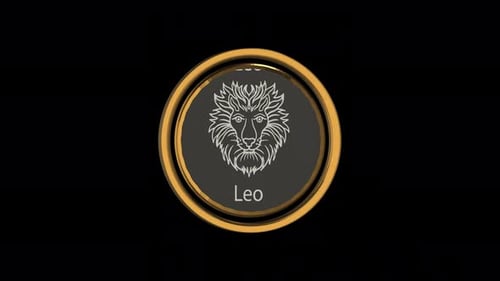 Animated 3D Golden Leo Zodiac Sign Coin
