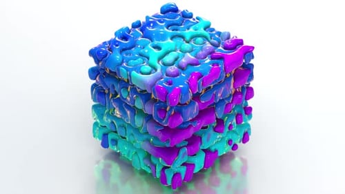 Colorful Abstract Liquid Cube Morphing Animation
