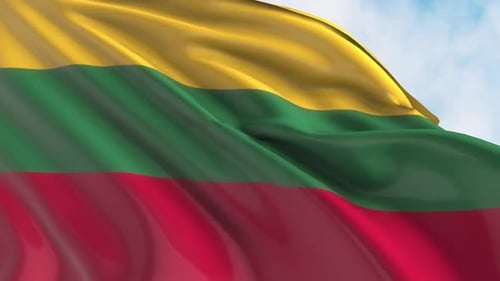 Realistic Waving National Flag of Lithuania Animation