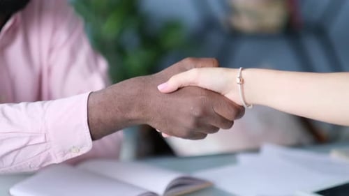 Business Handshake Close Up in Office Setting