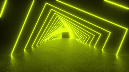 Neonlichttunnel im dunklen Raum