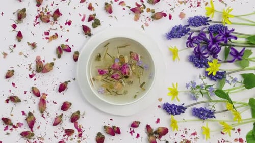 Floral Tea with Rosebuds and Spring Blossoms