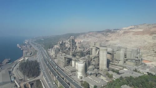 Aerial Cement Factory and Highway