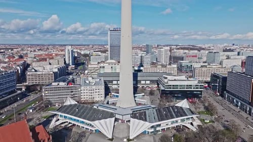 Aerial view of Berlin TV Tower , Germany