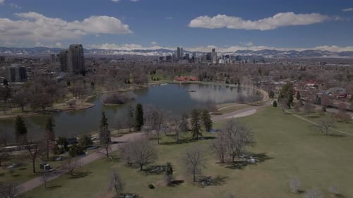 City Park Golf Downtown Denver Zoo Colorado Spring Mount Blue Sky Evans Drone aérien USA Front Range