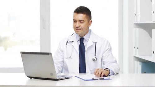 Happy Doctor Technologie- und Gesundheitskonzept