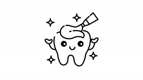 Cute Cartoon Tooth Brushing Animation with Toothpaste