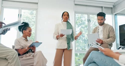 Business woman, leadership or mentor in training, workshop or presentation in diversity growth