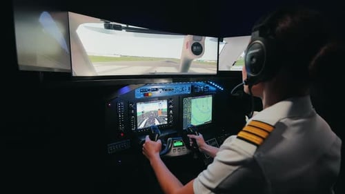 Woman Sitting in Cabin of Airplane Working