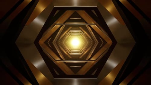 Boucle de mouvement en forme de tunnel géométrique moderne en or et en argent