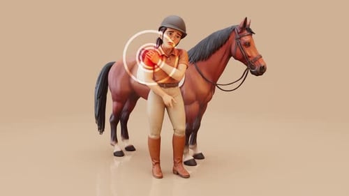 Equestrian Woman Shoulder Pain 3D Medical Animation