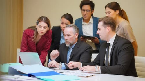Group of multi-Ethnic businessman and businesswoman working in office.