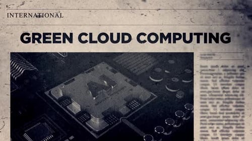 Green Cloud Computing Title On Newspaper Headline Style