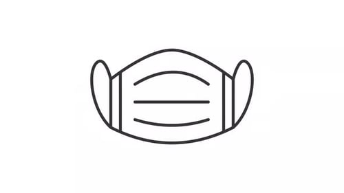 Animated Flat Design Medical Face Mask Line Icon