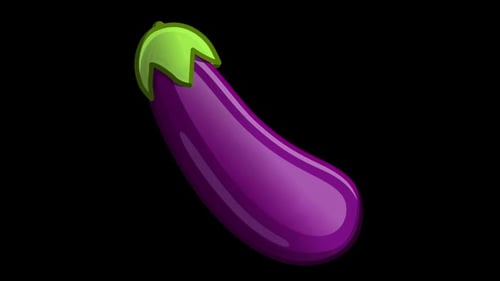 Cartoon Eggplant Icon Animation with Shine Effect