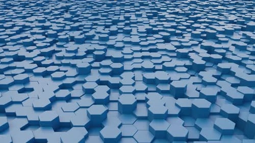 Dynamic Blue Hexagon Pillars Wave Motion Background Loop