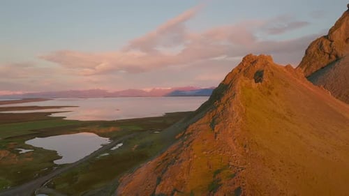 Aerial view of Vestrahorn mountain, Eastern, Iceland.