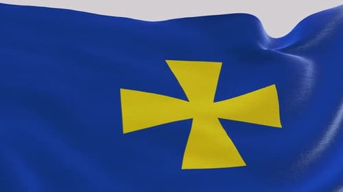 Waving Blue Flag with Yellow Cross Seamless Loop