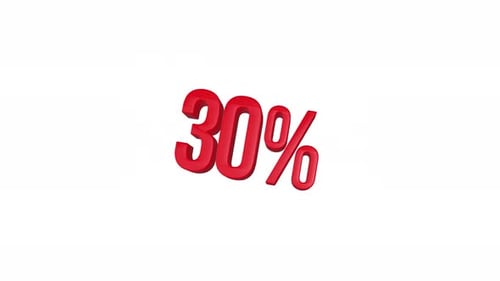 Animated 3D Red 30 Percent Discount Number