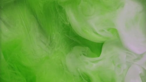 Abstract Green and White Ink Plumes