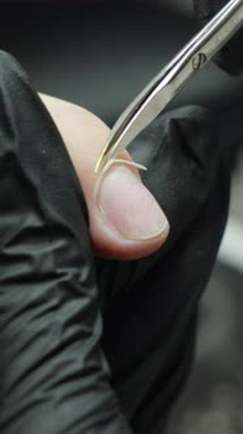 Manicure: Cuticle Trimming with Scissors, Slow Motion