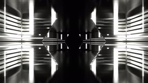Corridor With Moving White Neon Light Background Vj Loop In 4K