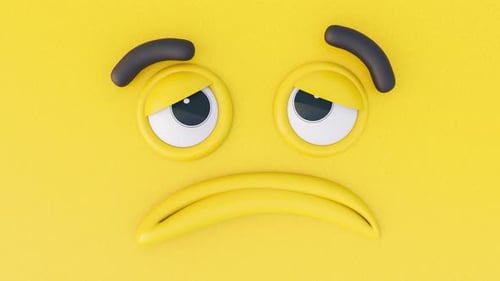 3D Frowning Face Emoji Transition 4K Alpha channel