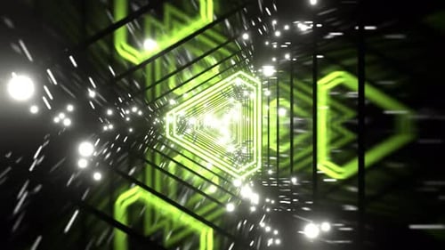 Multicolor Neon Particle Triangle Tunnel Background VJ Loop l 4K