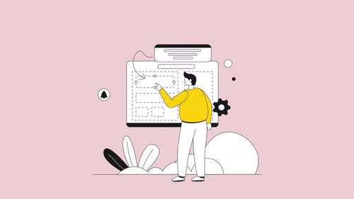 Flat Design Business Workflow Management Animated Illustration