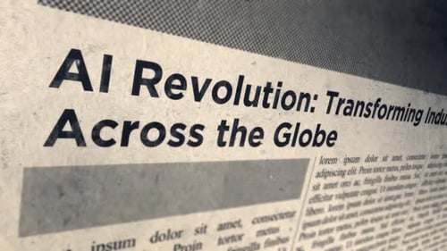 Newspaper Headline on AI Revolution with Grunge Glitch Effect