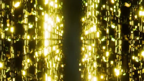 Drifting Through A Glowing Golden Hexagonal 05 4K
