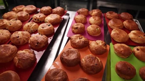 the chef prepares Easter cakes in the kitchen