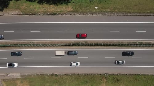 Aerial view of cars on highway