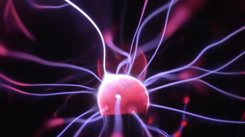 Plasma Ball Electrical Arcs on Black Background