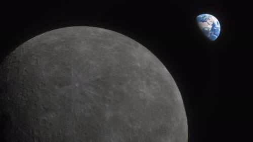 Realistic Rotating Moon and Earth in Dark Space