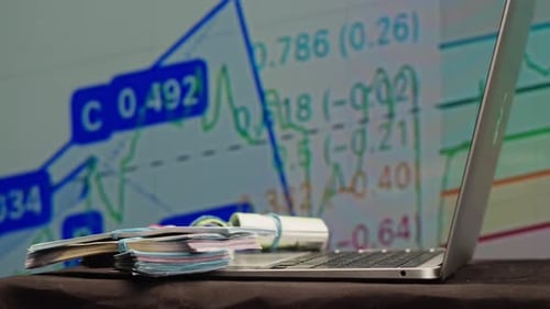 Closeup of Financial Cash Flow Data on PC Screen Counting Invoices Closeup Mortgage Chart Footage of