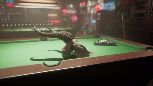 Faux animal sur table de billard