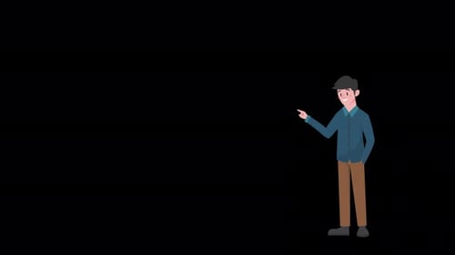 Young Man Pointing With His Hand Alpha Channel 4K