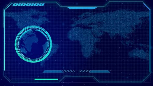 Futuristic Technology Globe in Hologram Globalization Futuristic Scifi Hologram Earth Globe with