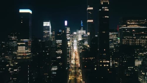 New York City Night Evening Buildings Downtown Skyline Skyscrapers Finance Area