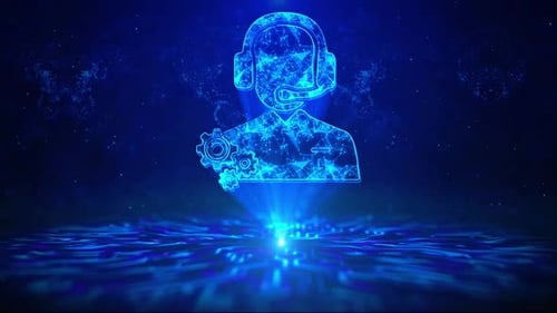 Futuristic Digital Customer Service Icon Hologram