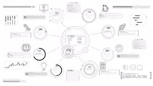Monochrome Infographics on the Theme of Programming and Technology