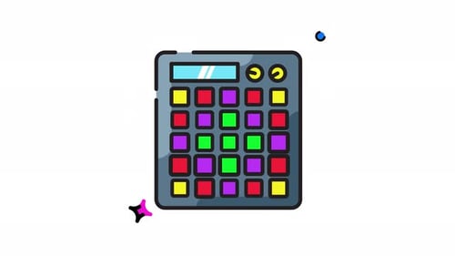 Animated Drum Machine Sampler Flat Design Icon